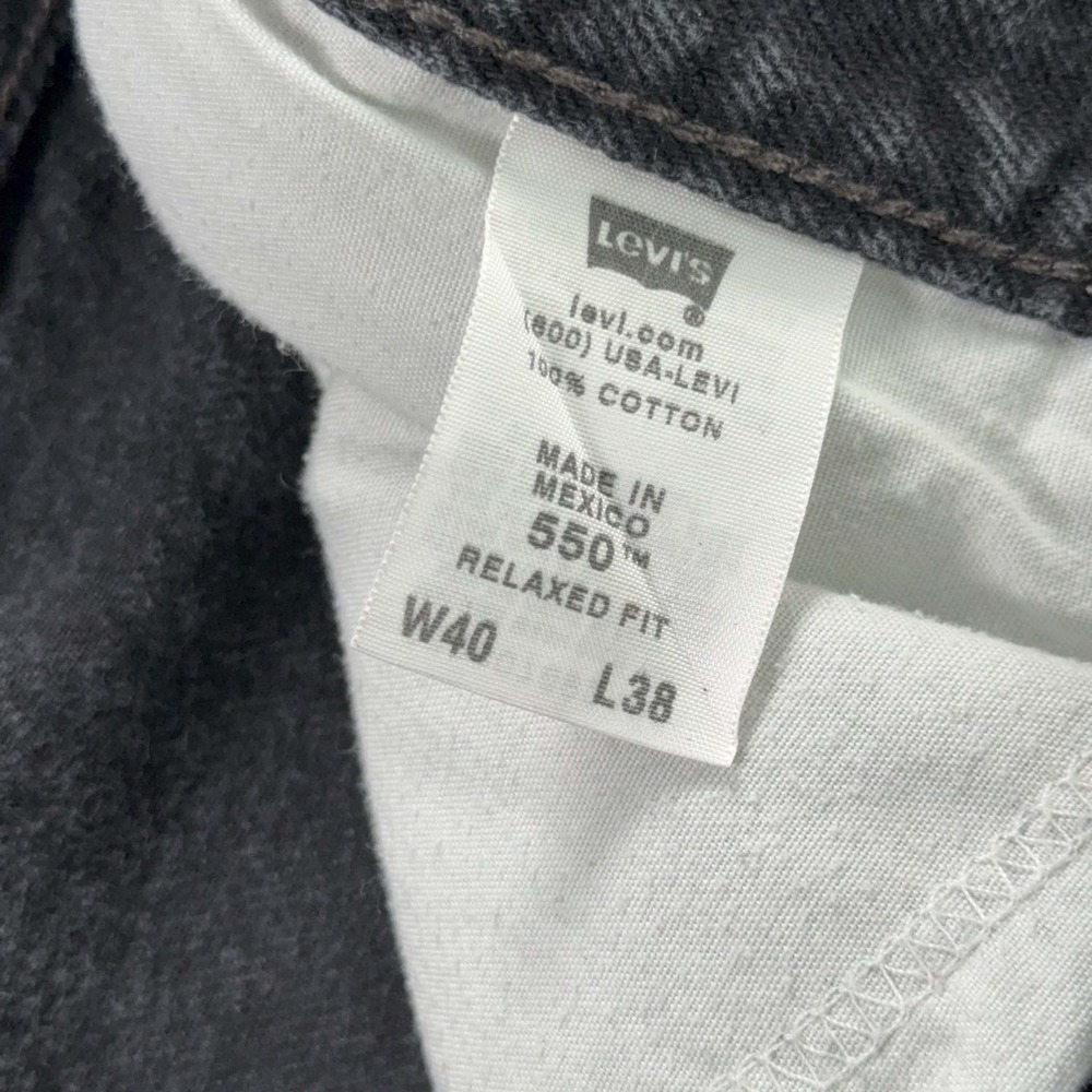 Levis 550 Mens Black Jeans Classic Relaxed Fit High Rise Y2K Meas.38x30.5 HEMMED - Picture 4 of 13
